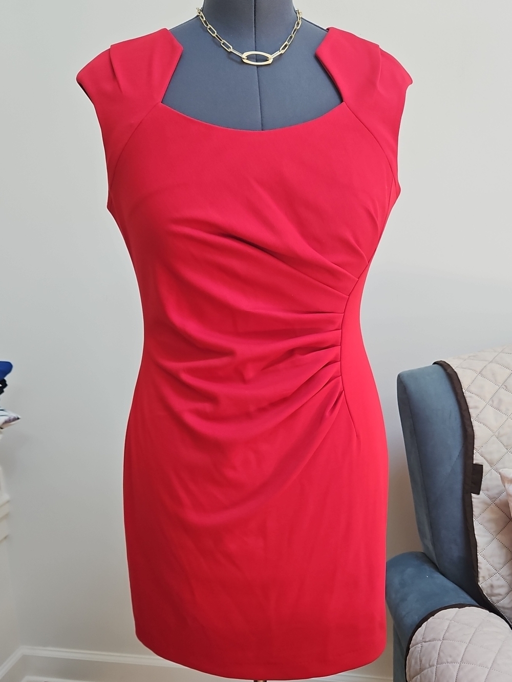 Calvin Klein Hot Pink Ruched Sheath Mini Dress